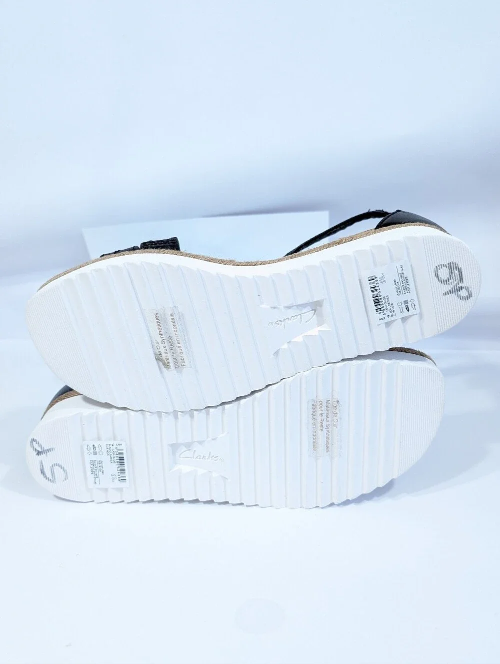 Clarks Black Leather Sandals 10.5 New Women Platform Shoes Lana Glide chunky